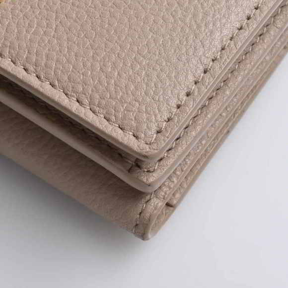 Saint Laurent Leather Tiny Wallet Tri-fold Compact Wallet Beige - Picture 3 of 8